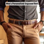 Ceinture Homme en Cuir Personnalisée avec Gravure Cadeau Anniversaire Fête des Pères pour Papa Grand-Père
