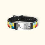 Personoitu lääketieteellinen hälytyskäsihelmi kaiverrettu nimi autismihuolenpito ranneke takaisin kouluun lahja lapsille ja aikuisille