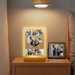 Veilleuse LED en acrylique personnalisée avec nom et socle en bois Cadeau d'anniversaire de Saint-Valentin pour couple