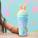Gepersonaliseerde Ice Cream Waffle Bunny 15 oz waterfles met rietje en naam Verjaardag Zomervakantie Reiscadeau voor kinderen