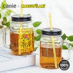 Barattolo personalizzato da 16 oz con manico, coperchio e nome, regalo di compleanno per amici e parenti.