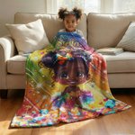 Personalisierte Dazzling African American Little Girl Soft Throw Decke mit Namen Home Decor Geburtstagsgeschenk für schwarze Mädchen