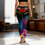 Personalized Love Red Lip Stretch Leggings Yoga Pants with Name Valentine's Day Anniversary Gift for Wife Girlfriend