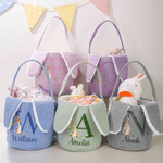 Personalized Cute Peter Rabbit Corduroy Easter Basket with Name and Initial Outdoor Activities Easter Egg Hunting Gift for Kids