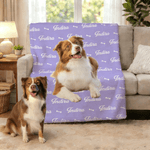 Personnalisé Multicolore Star Bone Name Photo Soft Throw Blanket Home Decor Daily Use Birthday Gift for Pet Lover (Cadeau d'anniversaire pour l'amoureux des animaux)