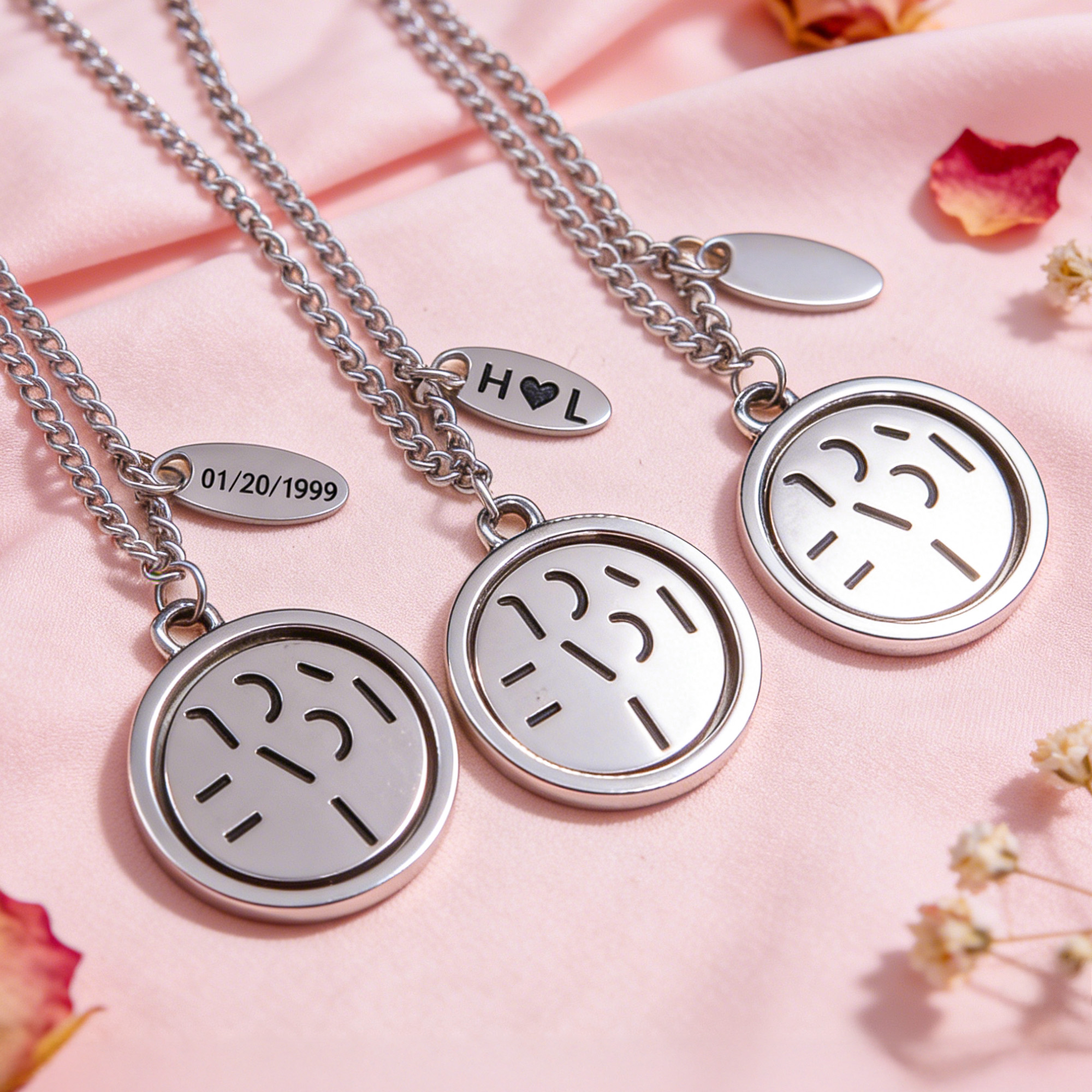 Collier pendentif disque rotatif personnalisé I Love You avec nom et date Bijoux délicats Cadeau d'anniversaire de Saint-Valentin pour couple