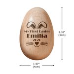 Personalised Bunny Design Wooden Easter Egg Musical Shaker with Engraving Name Text and Year Easter Egg Hunt Party Gift for Kids