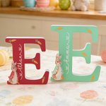 Personalized Cute Easter Rabbit Initial Multicolour Ornament with Name Desk Party Decor Basket Stuffer Easter Gift for Family Kids