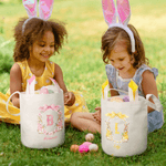 Personalized Cute Peter Rabbit Easter Basket with Name and Initial Easter Party Gift for Kids Boys Girls