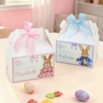 Personalised Cute Easter Bunny Bow Gift Box with Handle and Name Easter Party Gift for Kids