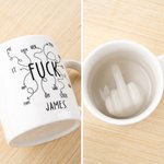 Personalisierte lustige Fuck Text Mittelfinger 11 oz Keramikbecher mit Namen täglichen Gebrauch Geburtstag Geschenk für Freund Kollege