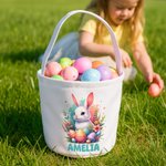 Personalized Cute Bunny Large Capacity Easter Bucket Basket with Name Easter Egg Hunt Basket Easter Party Favors Gift for Kids