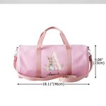 Personalized Cute Easter Rabbit Egg Striped Canvas Large Capacity Travel Bag with Name and Shoulder Strap Easter Gift for Kids Teenagers