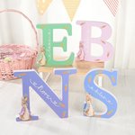 Personalized Cute Easter Rabbit Initial Multicolour Ornament with Name Desk Party Decor Basket Stuffer Easter Gift for Family Kids