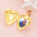 Personalized White Bow Love Locket Bag Charm Keychain with Heart-Shaped Photo Anniversary Birthday Gift for Her