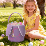 Personalized Cute Peter Rabbit Corduroy Easter Basket with Name and Initial Outdoor Activities Easter Egg Hunting Gift for Kids