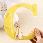 Personalized Cute Easter Rabbit Initial Multicolour Ornament with Name Desk Party Decor Basket Stuffer Easter Gift for Family Kids