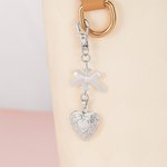 Personalized White Bow Love Locket Bag Charm Keychain with Heart-Shaped Photo Anniversary Birthday Gift for Her