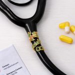 Personalized Birth Flower Stethoscope ID Tag with Name and Title Appreciation Graduation Gift for Nurse Doctor Medical Students