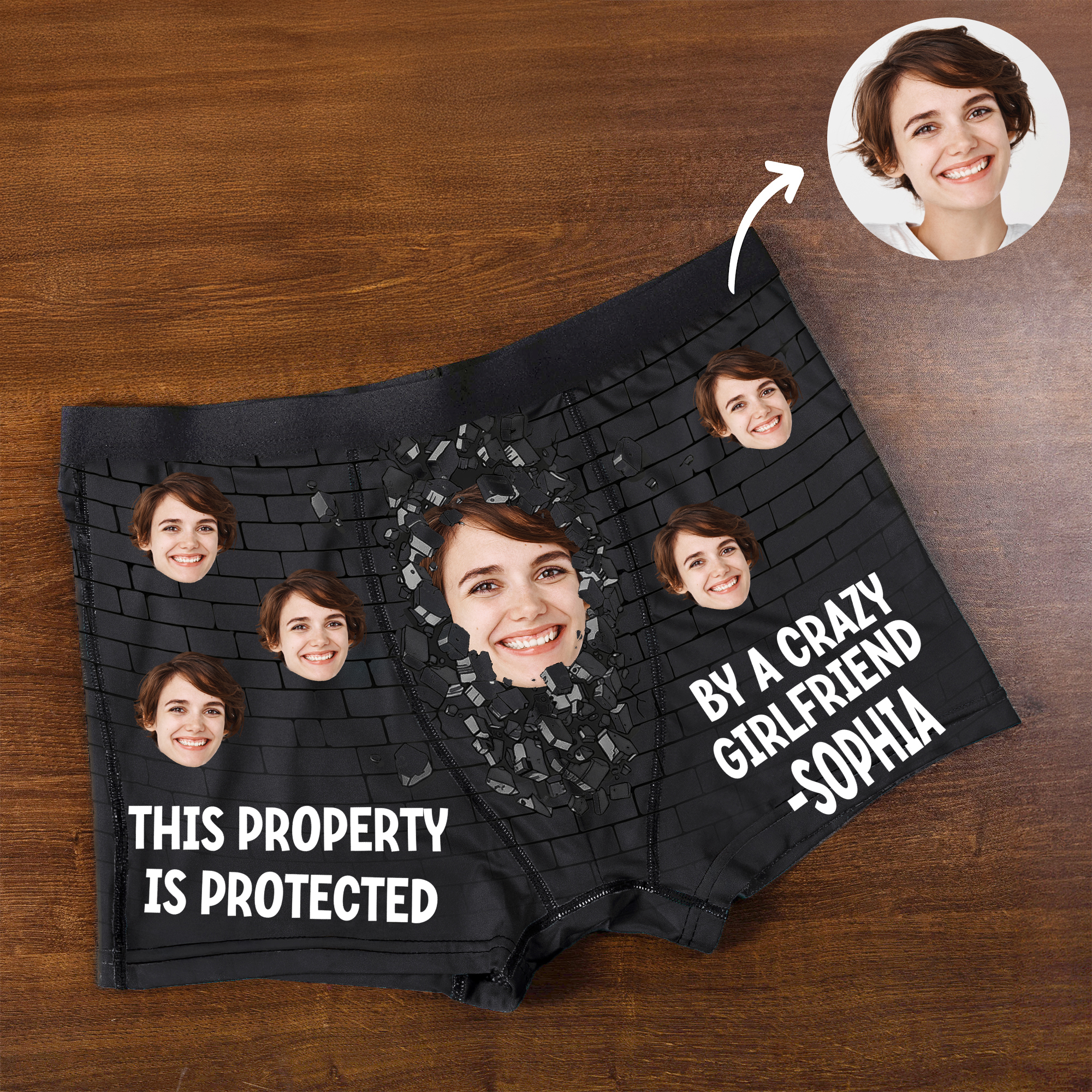 Caleçon homme avec nom Cadeau d'anniversaire de St-Valentin pour couple Partenaire