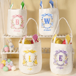 Personalized Cute Peter Rabbit Easter Basket with Name and Initial Easter Party Gift for Kids Boys Girls
