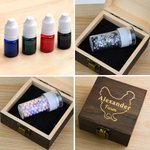 Personalisierte farbige Kugel Glitter Star Henne Silhouette Safe Egg Stempel mit Namen Lebensmittelqualität Tinte und Box Geburtstagsgeschenk für Familie Landwirt Züchter