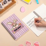 Personalized Cute Bunny Stripe A5 Spiral Journal Notebook with Name and 120 Lined Pages Easter Party Gift for Kids