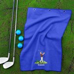 Personalized Embroidered Cartoon Golf Character Quick Dry Waffle Golf Towel with Name Sport Accessories Birthday Gift for Golf Players Lovers