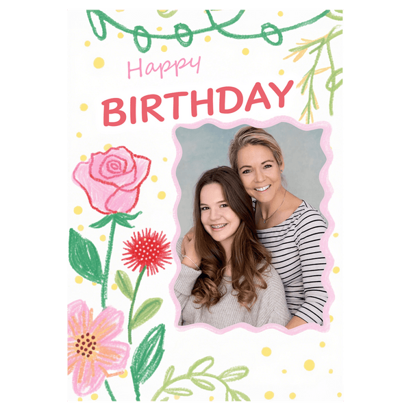 Flower and Vine Birthday Photot Ecard