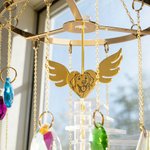 Personalizado Grabado Foto Corazón Alas Arco Iris Escaleras Wind Chime Sun Catcher con texto Memorial Simpatía Pet Loss Regalo para los dueños de mascotas