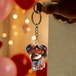 Personalised Cartoon Black Character Acrylic Keychain with Name Daily Use Valentine's Day Anniversary Gift for Couple