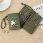 Personalised Multicolour Floral Horse PU Leather Wristlet Wallet with Name and Multiple Card Slots Daily Use Birthday Gift for Horse Owners Lovers