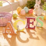 Personalized Cute Easter Rabbit Initial Multicolour Ornament with Name Desk Party Decor Basket Stuffer Easter Gift for Family Kids