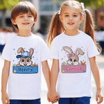 Personalisierte Bogen Hut Osterhase 100% Baumwolle Baby Bodysuit Kind T-Shirt mit Namen Ostern Party Geburtstag Geschenk für Kinder Jungen Mädchen