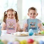 Personalized Cute Bunny Stripe A5 Spiral Journal Notebook with Name and 120 Lined Pages Easter Party Gift for Kids