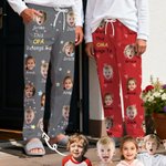 Personalisierte Pyjamahose mit 1–6 Gesichts­fotos Text und Namen Alltag Geburtstag Jahrestag Geschenk für Familie Freunde
