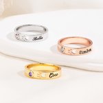 Anillo personalizado de plata de ley con huella piedra de nacimiento y nombre regalo de condolencia para dueños de gatos y perros