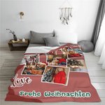 Personalisierte Farbblock 3–9 Fotos Weiche Decke mit Text Haus Deko Muttertag Jahrestag Geburtstag Geschenk für Familie Freunde Mutter