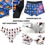 Personalized Funny 1-4 Face Photos Love Breathable Couple Thong Boxer Underwear Brief Set with Name Valentine's Day Anniversary Gift for Him Her