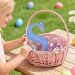 Personalized Cute Easter Rabbit Initial Multicolour Ornament with Name Desk Party Decor Basket Stuffer Easter Gift for Family Kids