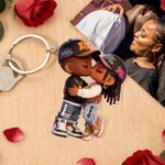 Personalised Cartoon Black Character Acrylic Keychain with Name Daily Use Valentine's Day Anniversary Gift for Couple
