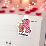 Personalized Sweet Cupid Angel Rose Heart Magnetic Bookmark Clip with Initial and Name Valentine's Day Anniversary Birthday Gift for Couple Book Lover