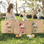 Personalized Leopard Print Rabbit Ears Large Capacity Jute Easter Bag with Name Easter Party Gift for Kids Friends