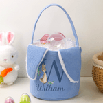 Personalized Cute Peter Rabbit Corduroy Easter Basket with Name and Initial Outdoor Activities Easter Egg Hunting Gift for Kids