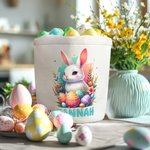 Personalized Cute Bunny Large Capacity Easter Bucket Basket with Name Easter Egg Hunt Basket Easter Party Favors Gift for Kids