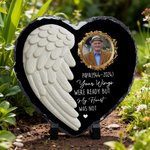 Personalised Angel Wing Heart Memorial Photo Garden Stone with Name Garden Decoration Memorial Gift for Loss of a Loved One Pet Owners