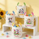 Panier de Pâques personnalisé avec nom et oreilles de lapin Accessoires de chasse aux oeufs Cadeau de Pâques pour enfants