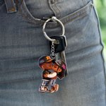 Personalised Cartoon Black Character Acrylic Keychain with Name Daily Use Valentine's Day Anniversary Gift for Couple