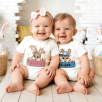 Personalisierte Bogen Hut Osterhase 100% Baumwolle Baby Bodysuit Kind T-Shirt mit Namen Ostern Party Geburtstag Geschenk für Kinder Jungen Mädchen