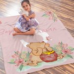 Personalized Classic Winnie the Pooh Soft Throw Blanket with Name and Initial Birthday Baby Shower Gift for Kids